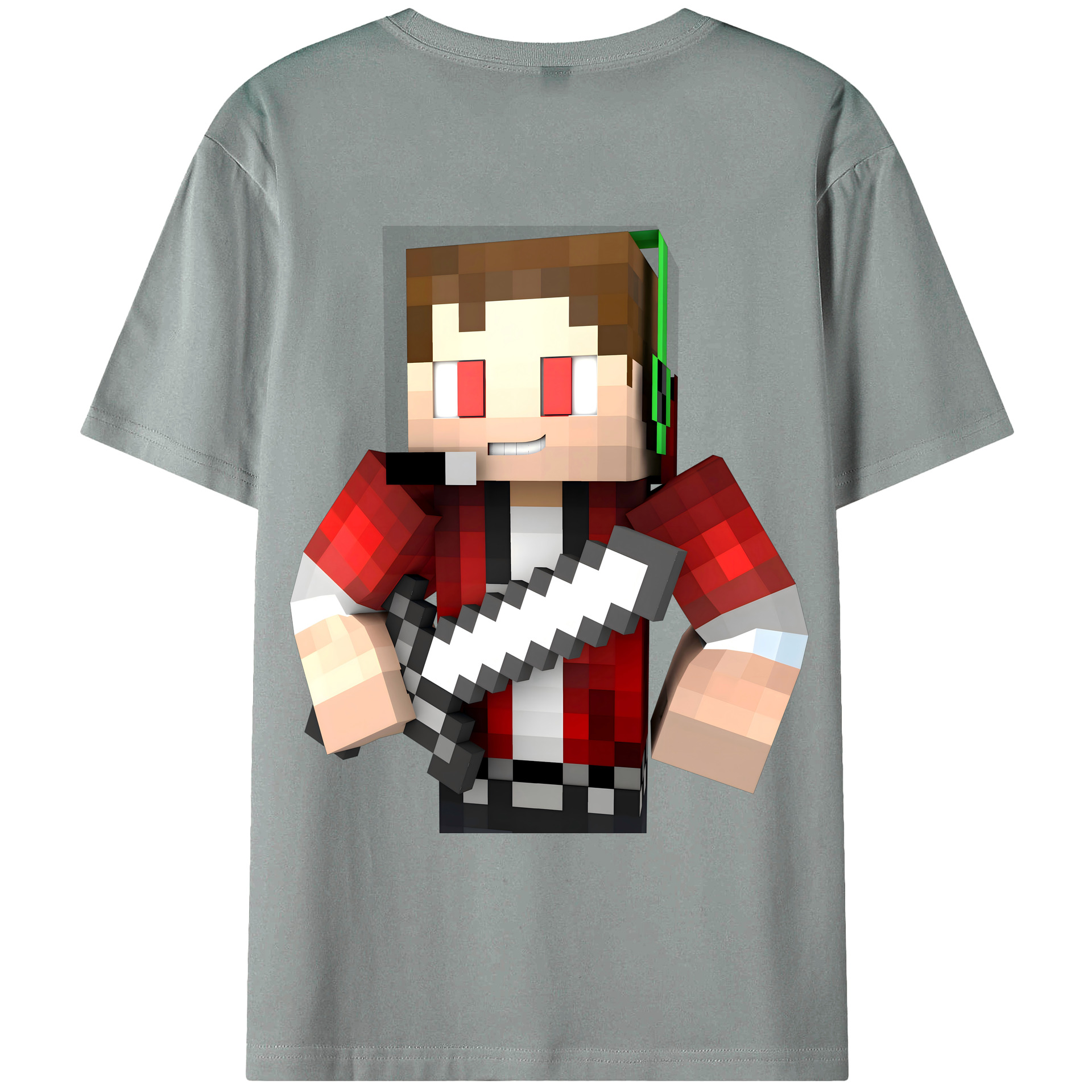 （画像用） マインクラフト ブロックの世界 Minecraft MC Block world 綿100％ メンズ半袖Tシャツ（バックプリント） 通気性